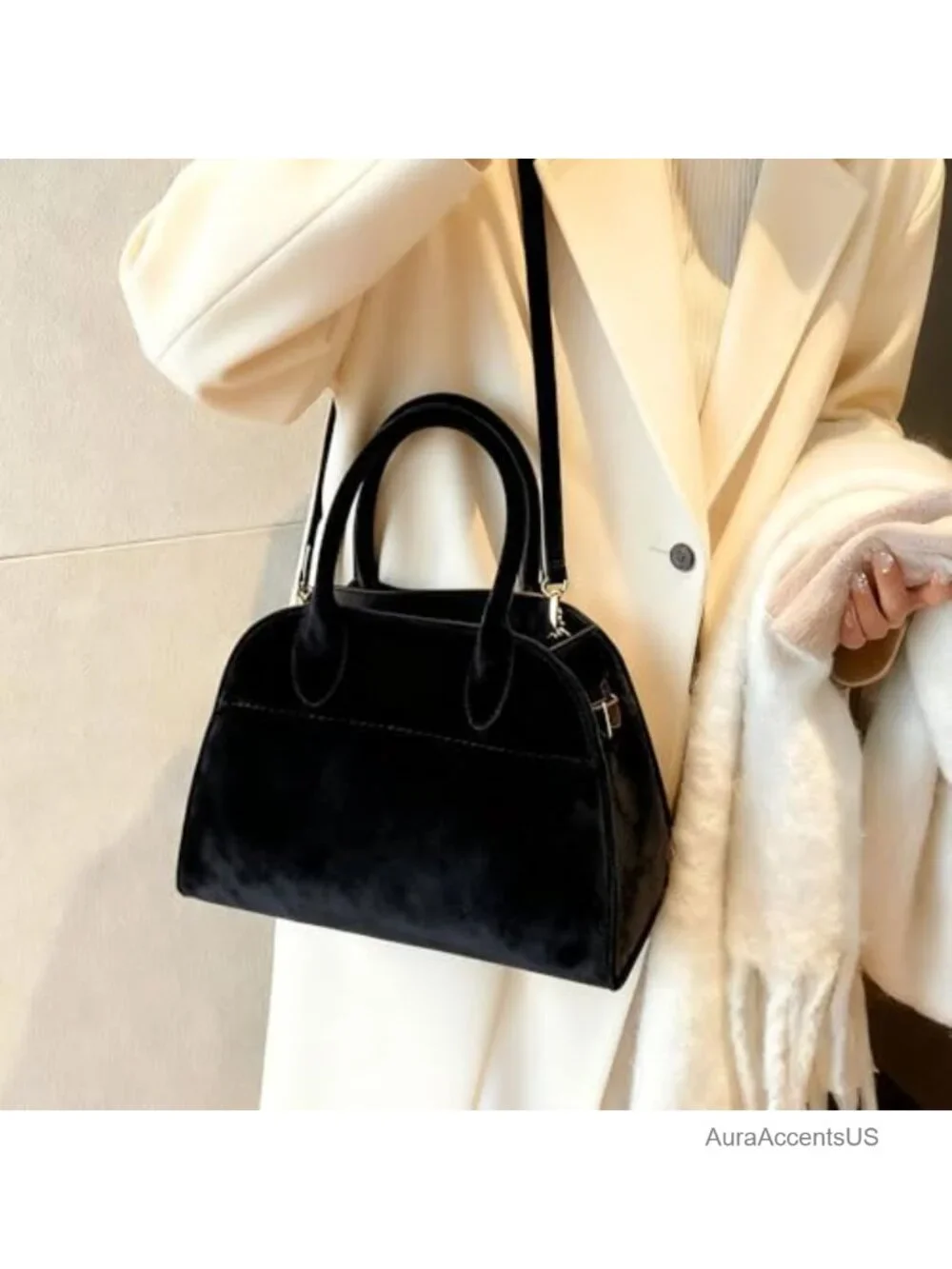 Womens Suede Tote Bag Faux Leather Top Handle Satchel Retro Shoulder Bag